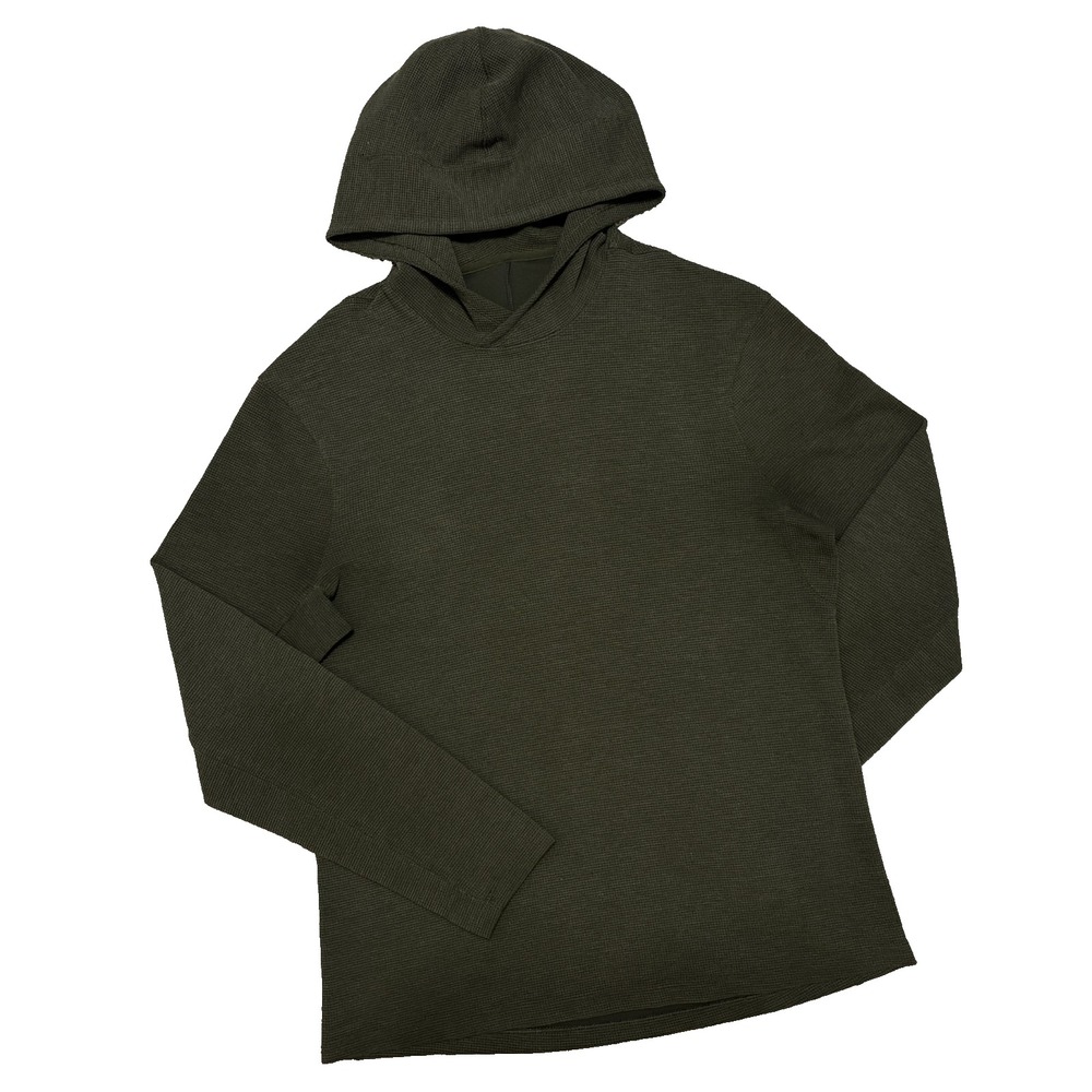 Lululemon Hoodie Mens (S~M?) Green Performance Waffle Knit Lightweight Stretch